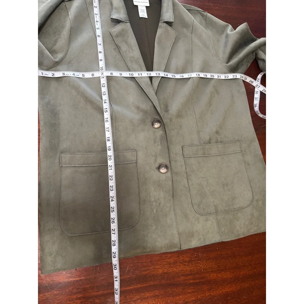 Alfred Dunner Womens Faux Suede Longline Jacket Large Earthy Oversized Cabincore